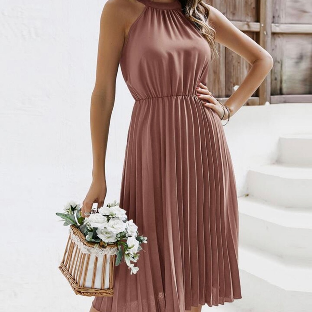 SHEIN Mauve Pink Pleated Dress - Picture 6 of 6